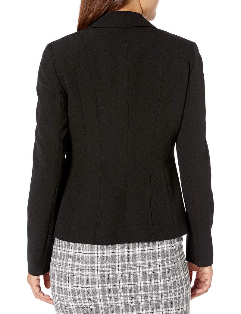 Kasper Petite Stretch Crepe One Button Blazer, Black, 16 Petite - Image 2